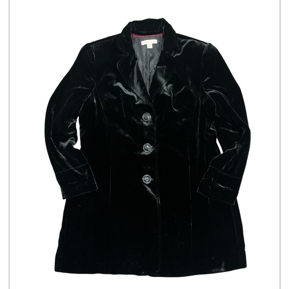 Coldwater Creek 14 Petite Black Velvet Coat - Picture 1 of 11